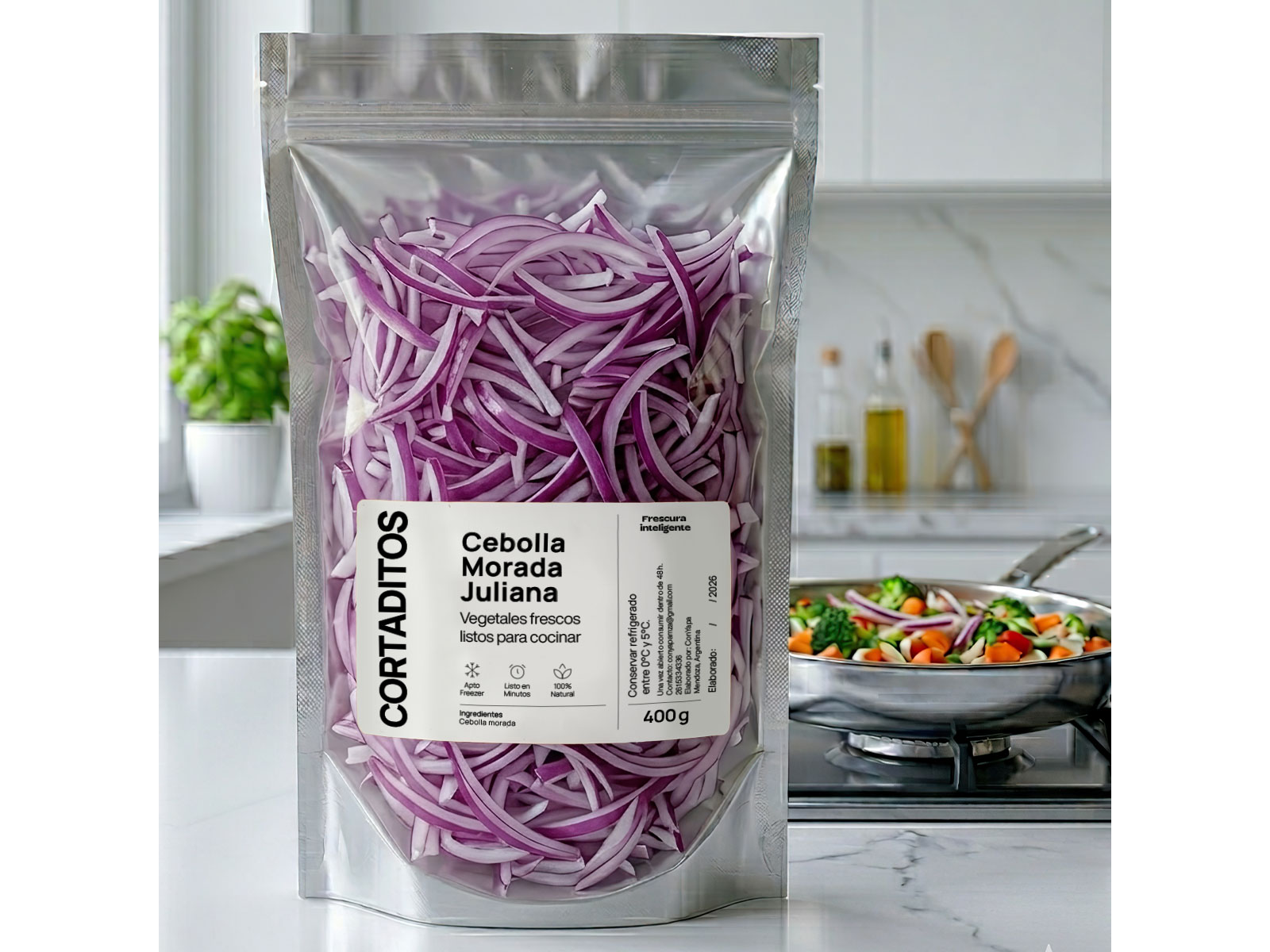 Cebolla morada juliana (400 g)