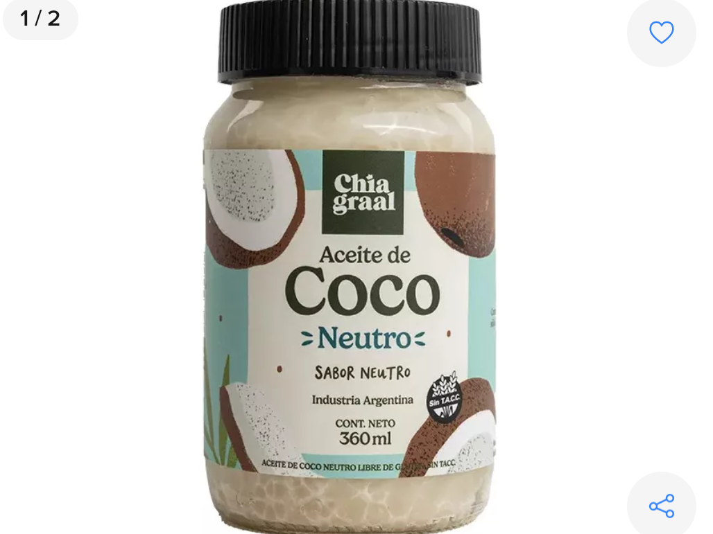 Aceite de coco chia graal neutro 360ml