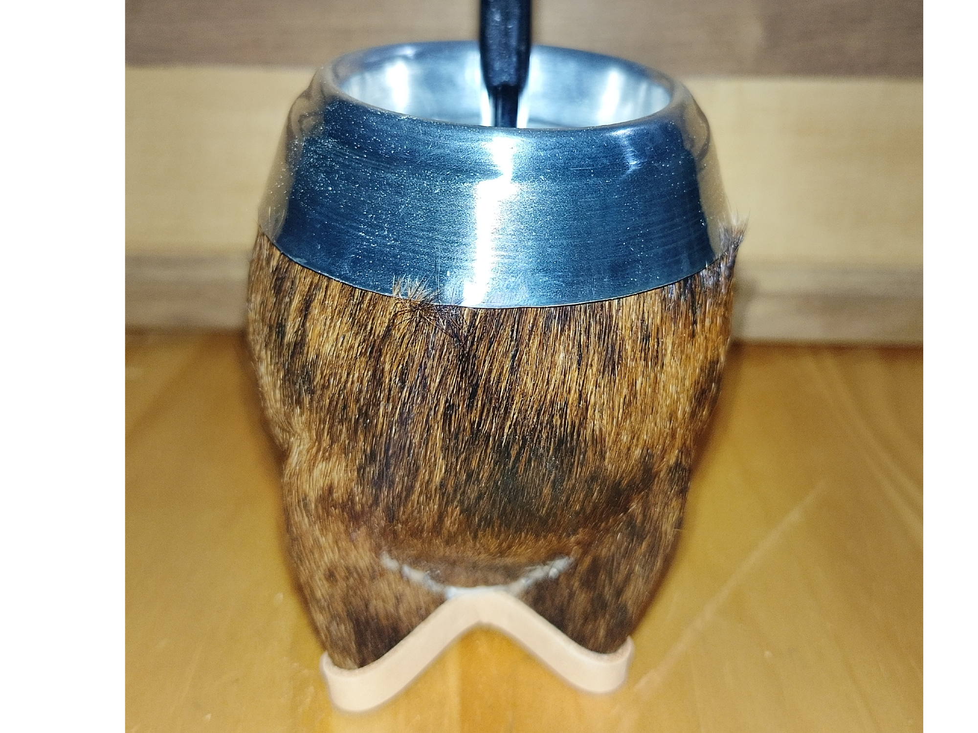 Torpedo virola aluminio cuero con pelo