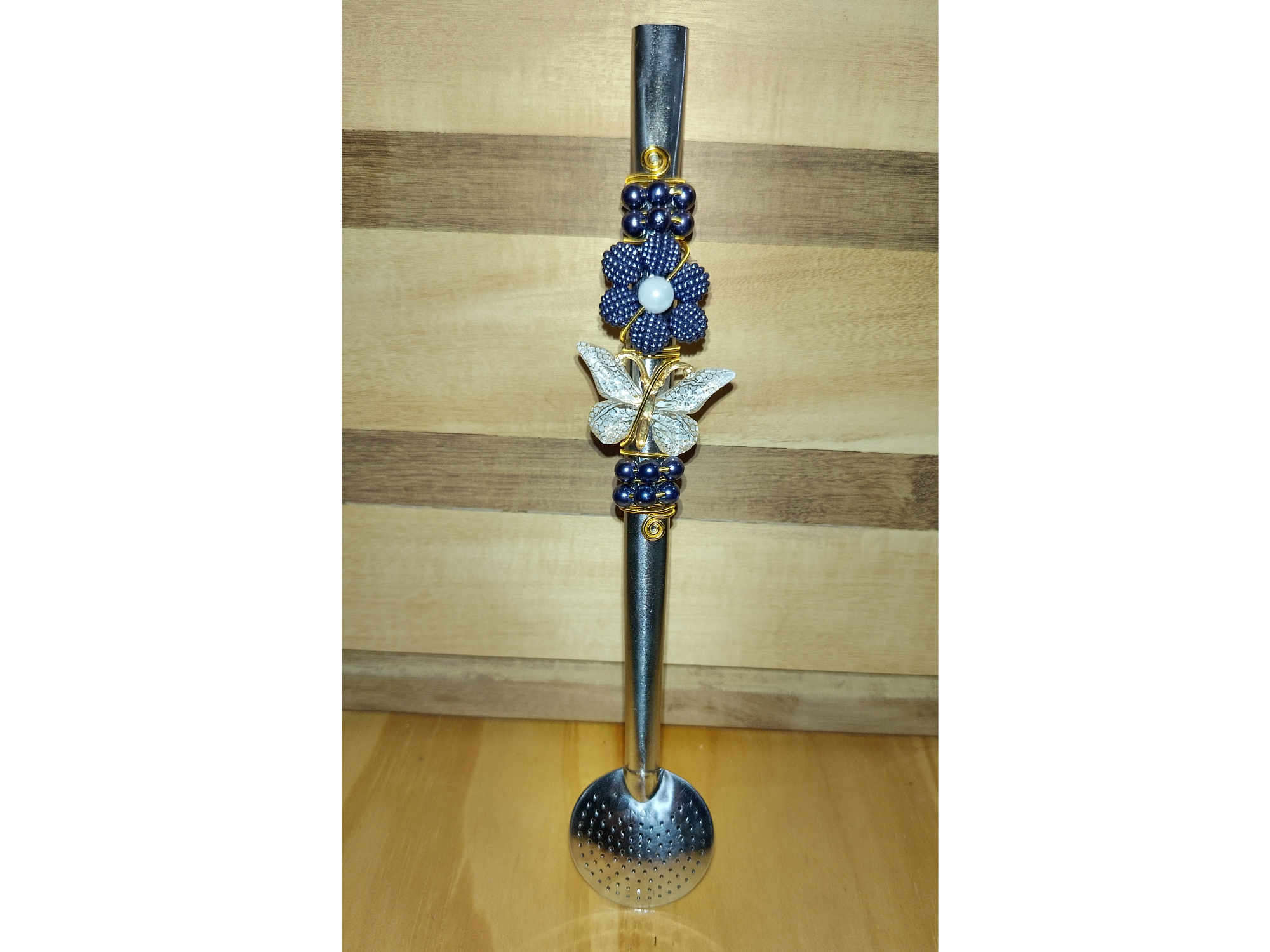 Bombillon Acero inox con accesorios mariposa c/ flor