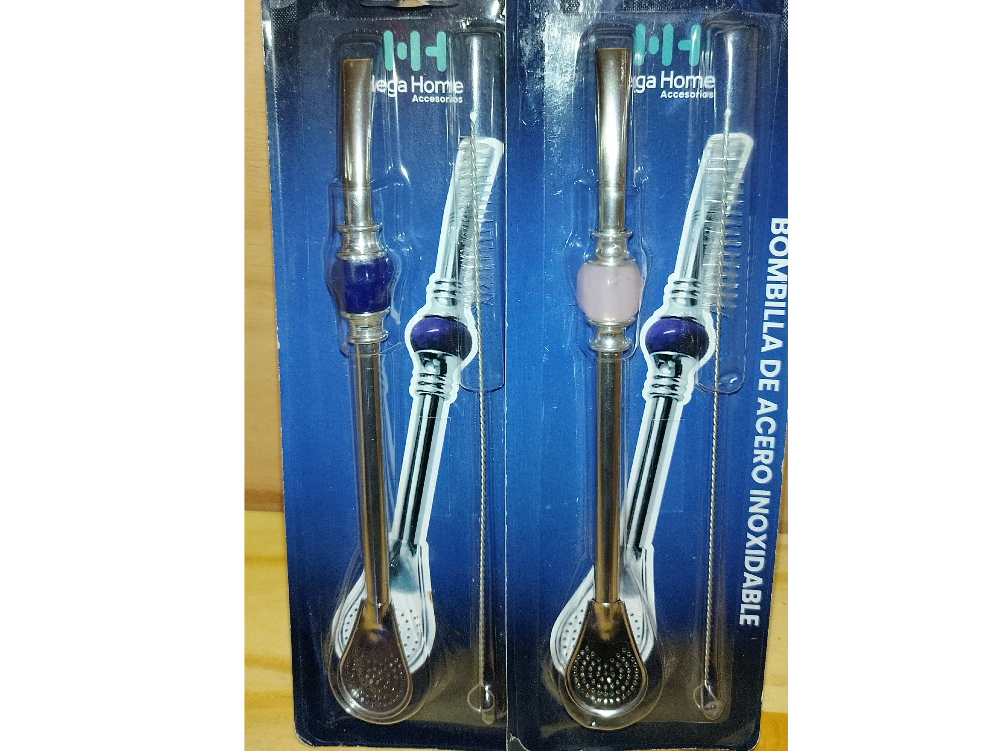 Bombillas de acero inox con piedra de color