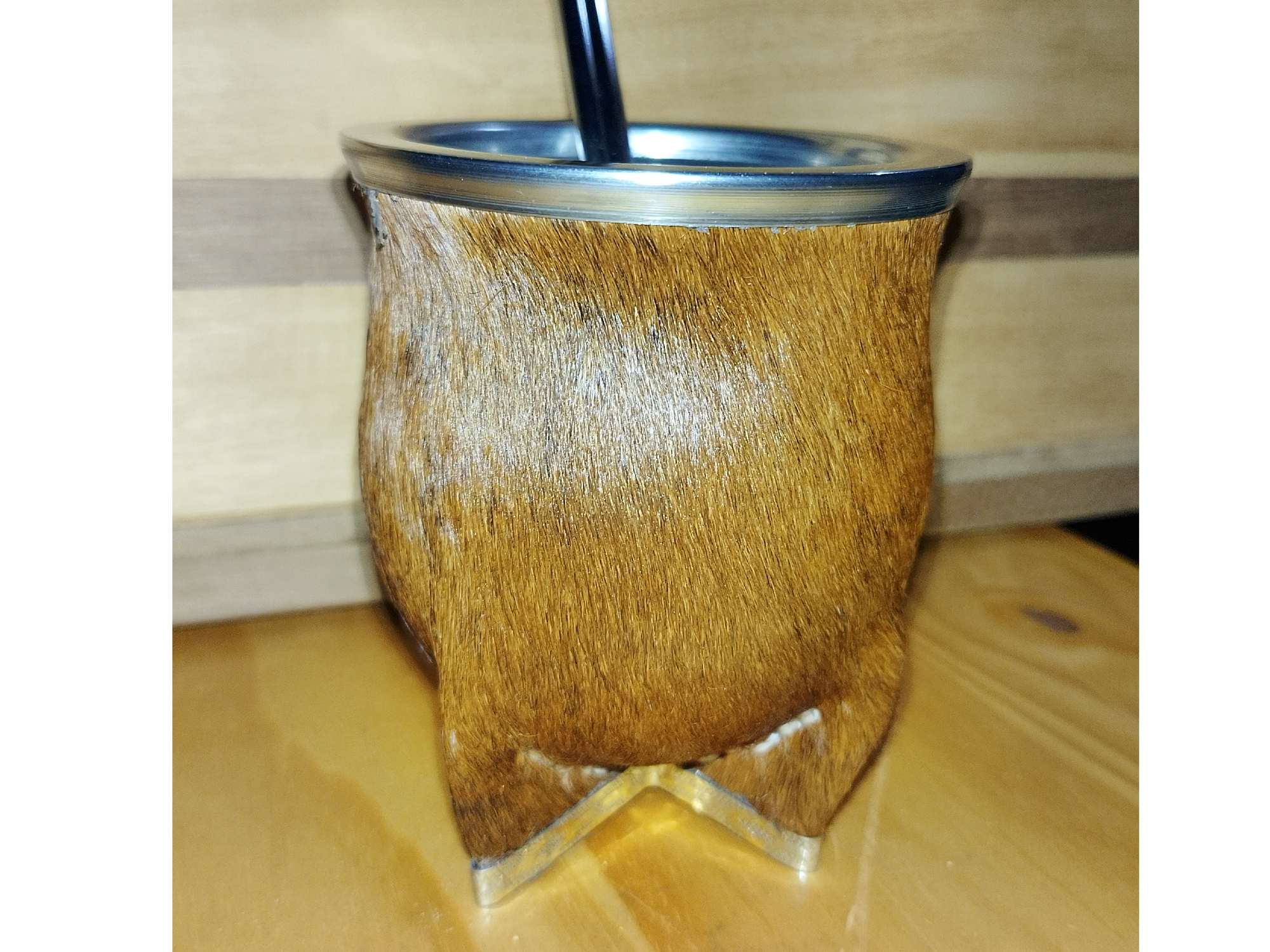 Mate Camionero interior acero inox forrado en cuero