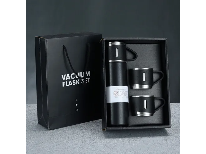 Set Termos 500 ml + 3 tazas apto para Cafe acero inox