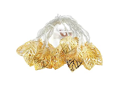 Guirnalda Luces Led diseño navideño hojitas calidas