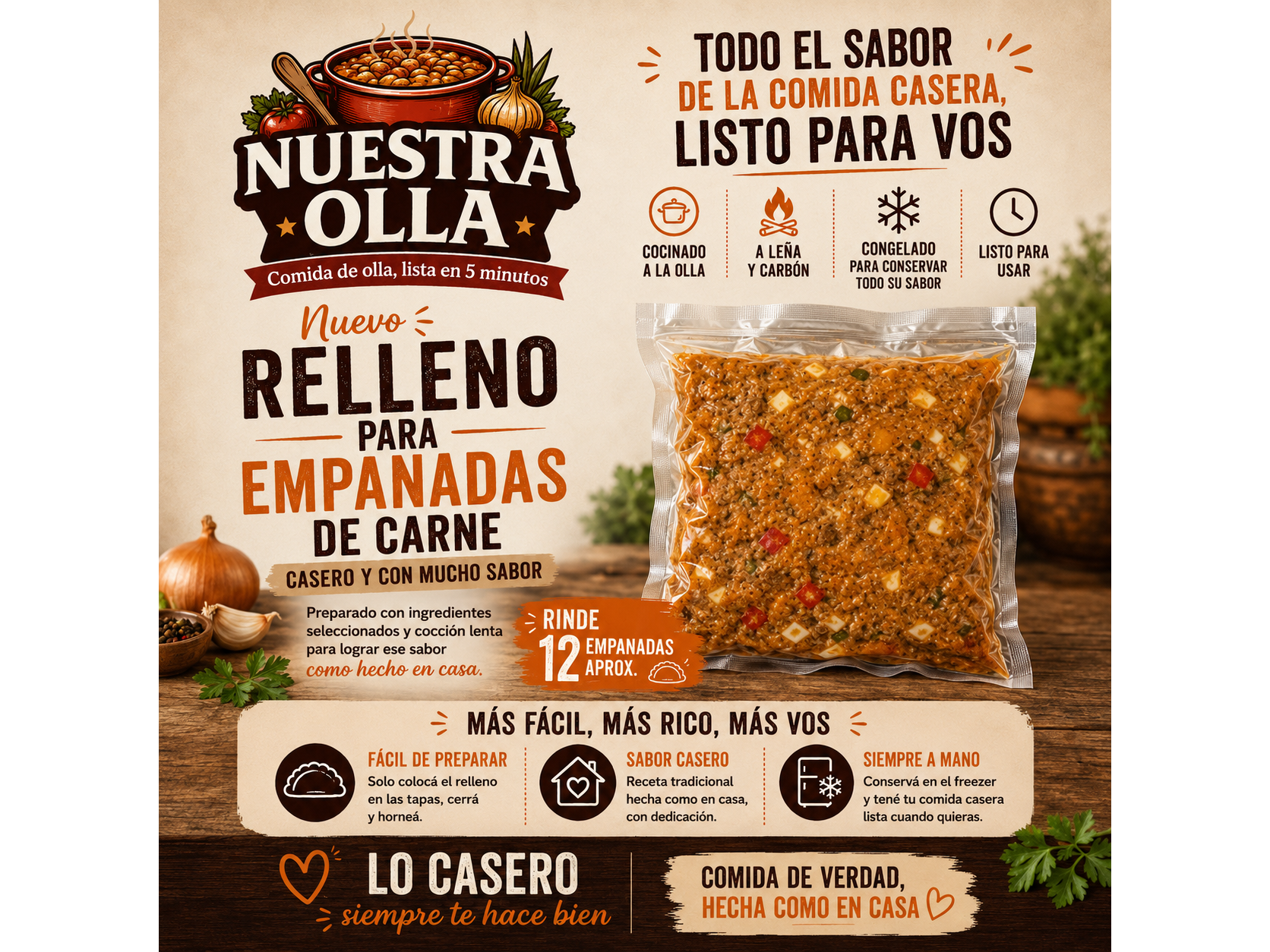 Relleno de Empanadas de Carne (1 docena)