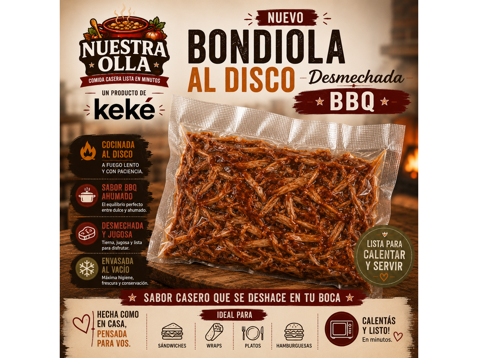 Bondiola al Disco Desmechado BBQ x 1kg