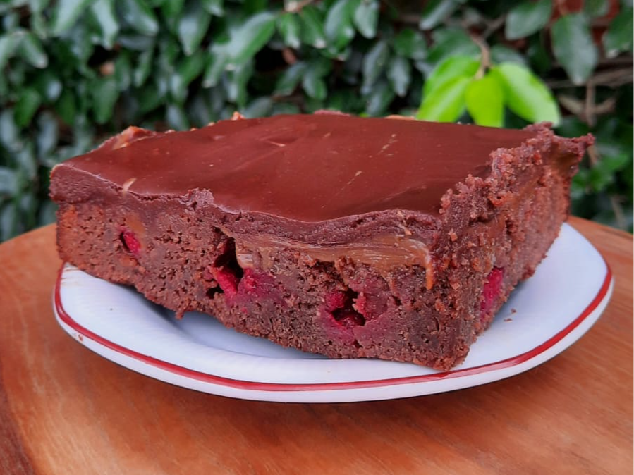 Brownie con frambuesa
