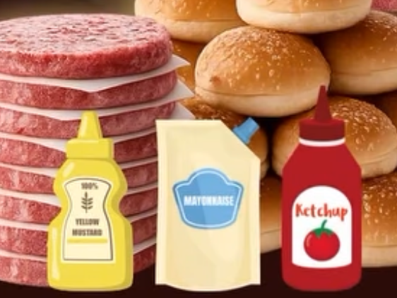 6 Hamburguesas de Carne & 6 Panes + 1 aderezo