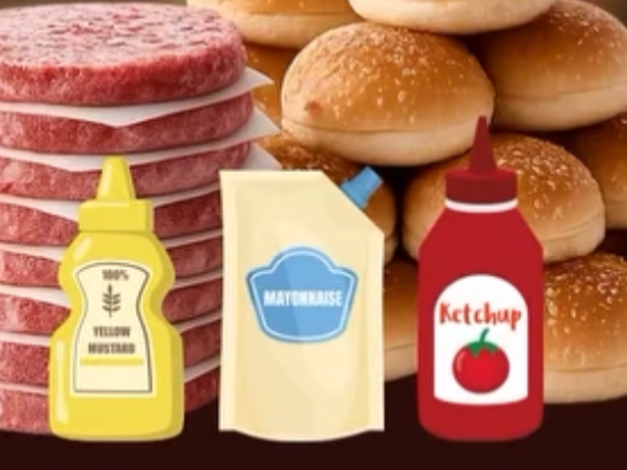 6 Hamburguesas de Carne & 6 Panes + 1 aderezo