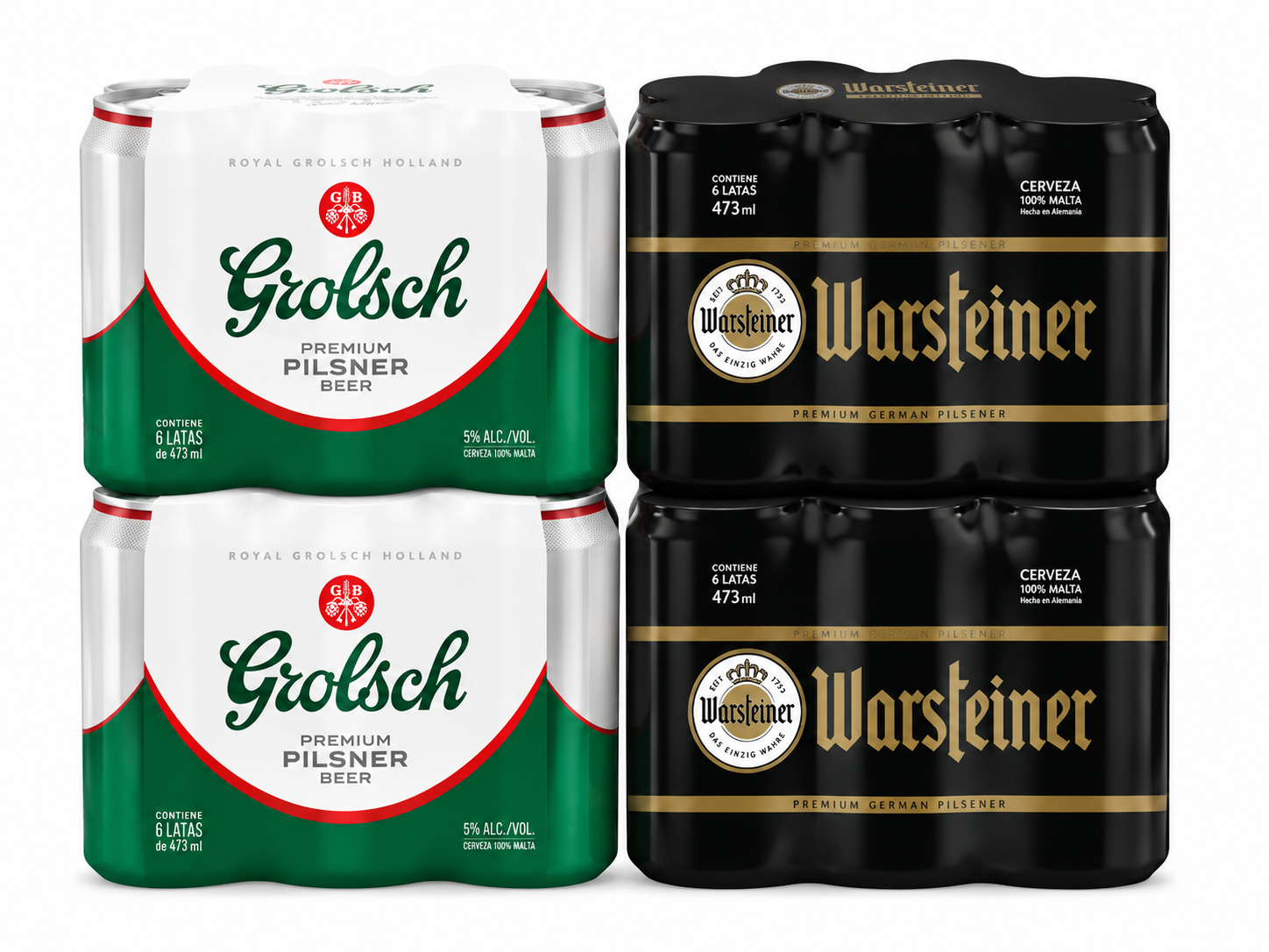 2 Grolsch + 2 Warsteiner