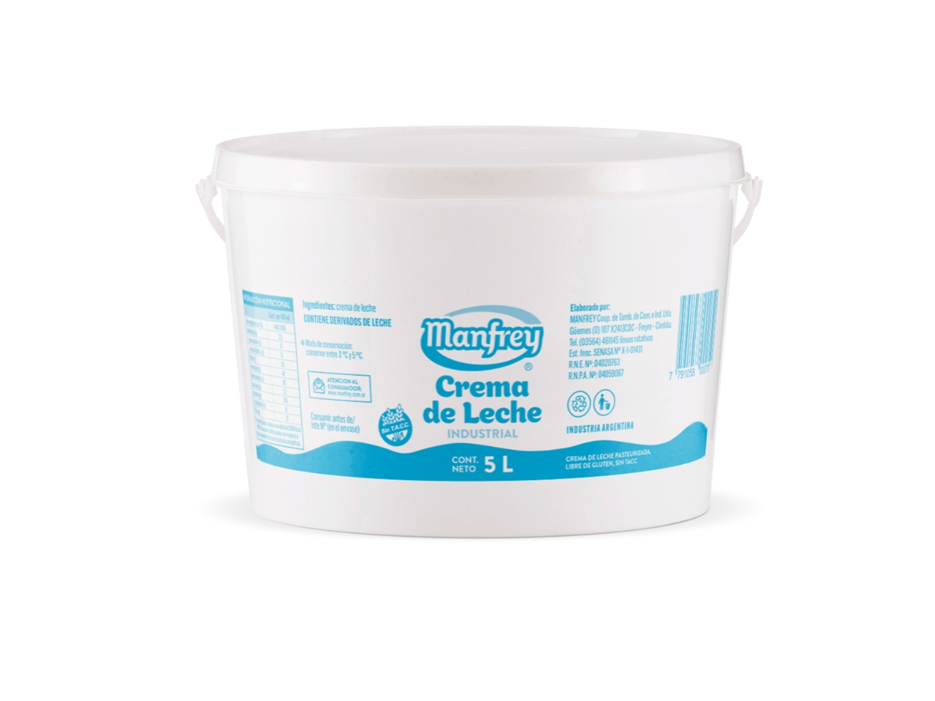 Crema de leche pasteurizada x 5l. LIBRE DE GLUTEN