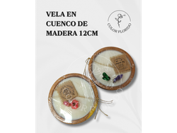 Velas en Cuenco de Madera 12cm