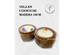 Velas en Cuenco de Madera 10cm