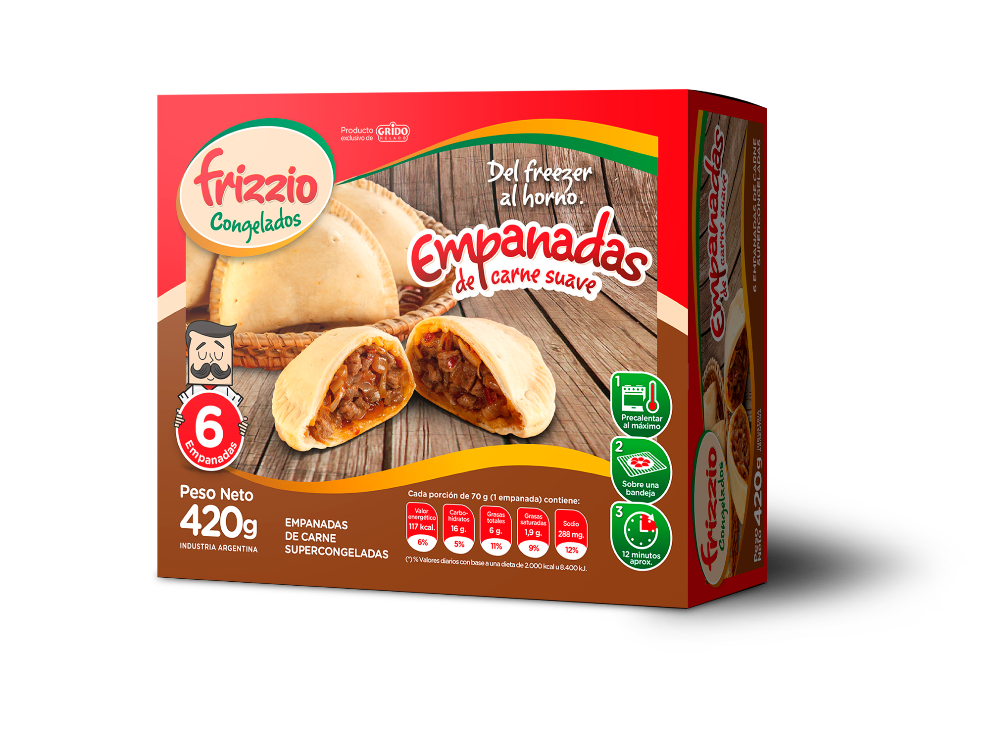 Empanadas de carne suave x6 unidades