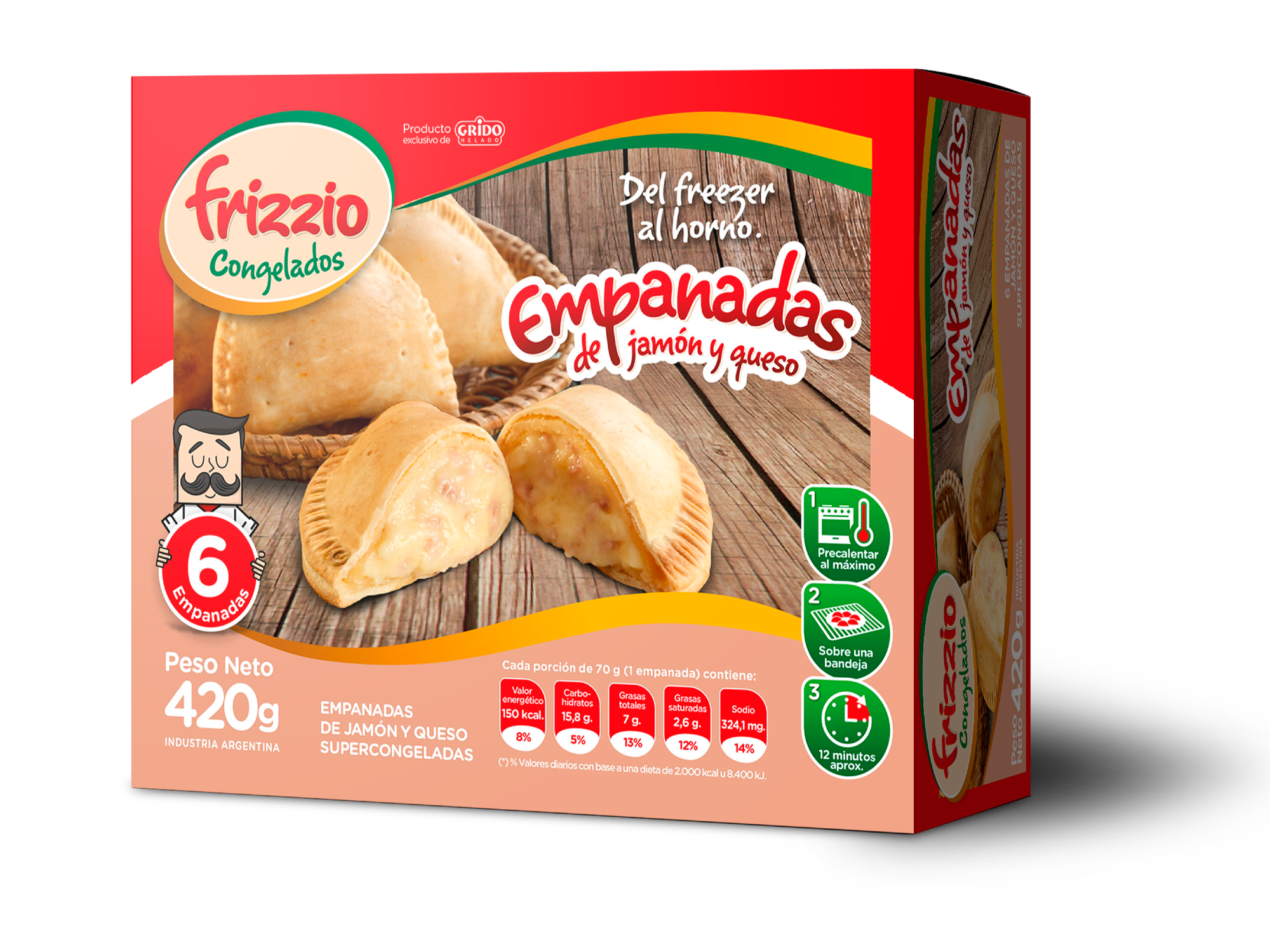 Empanadas de Jamon y Queso x6 unidades