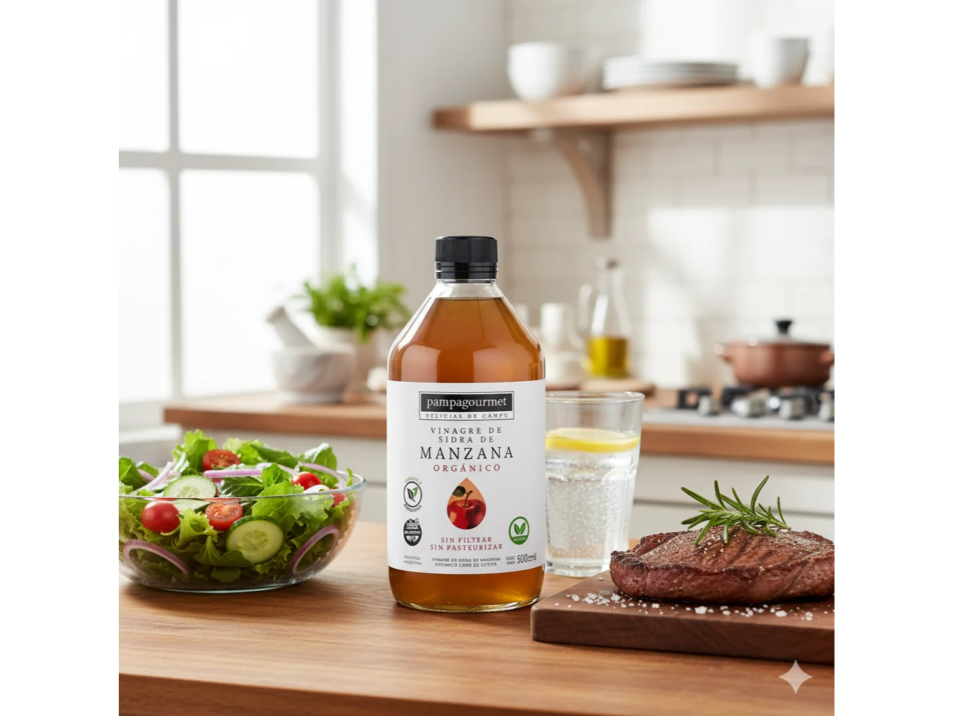VINAGRE DE MANZANA ORG 500ML PAMPAGOURMET