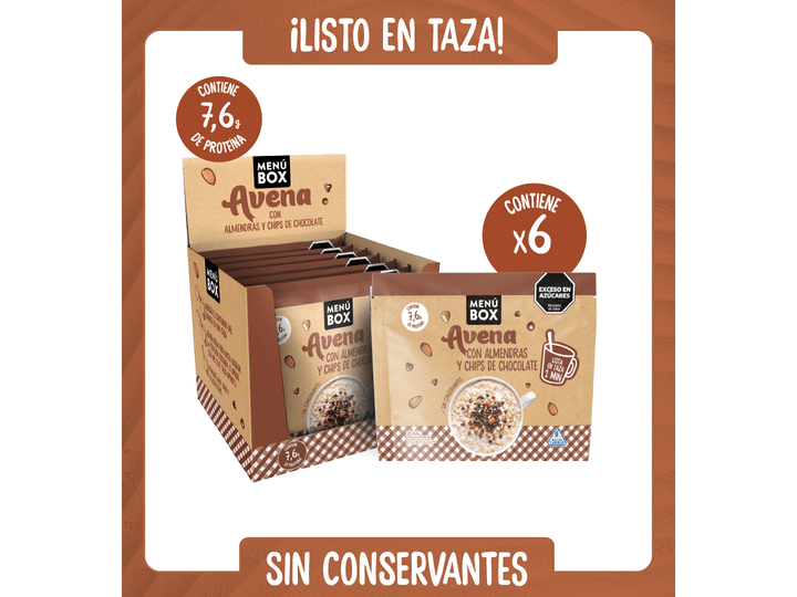 SOBRE DE AVENA CON ALMENDRAS Y CHIPS DE CHOCOLATE