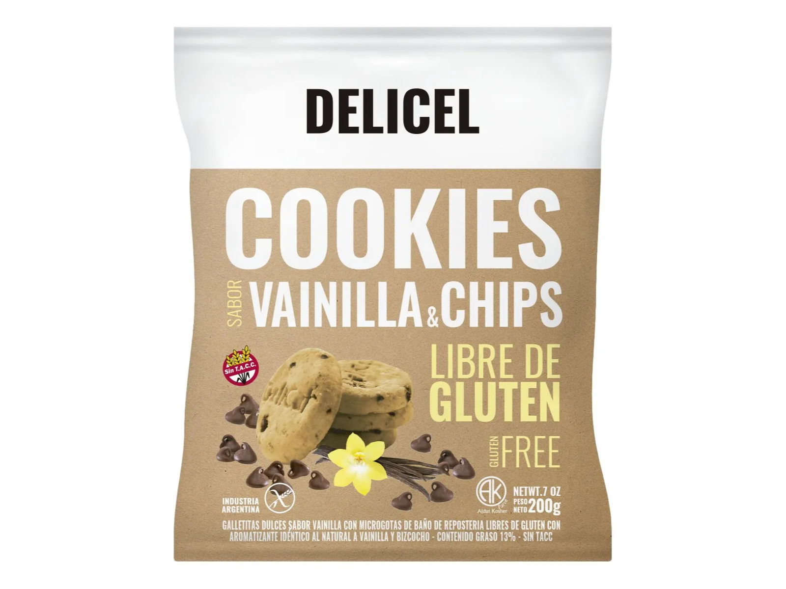Cookies vainilla y chips delicel sin tacc