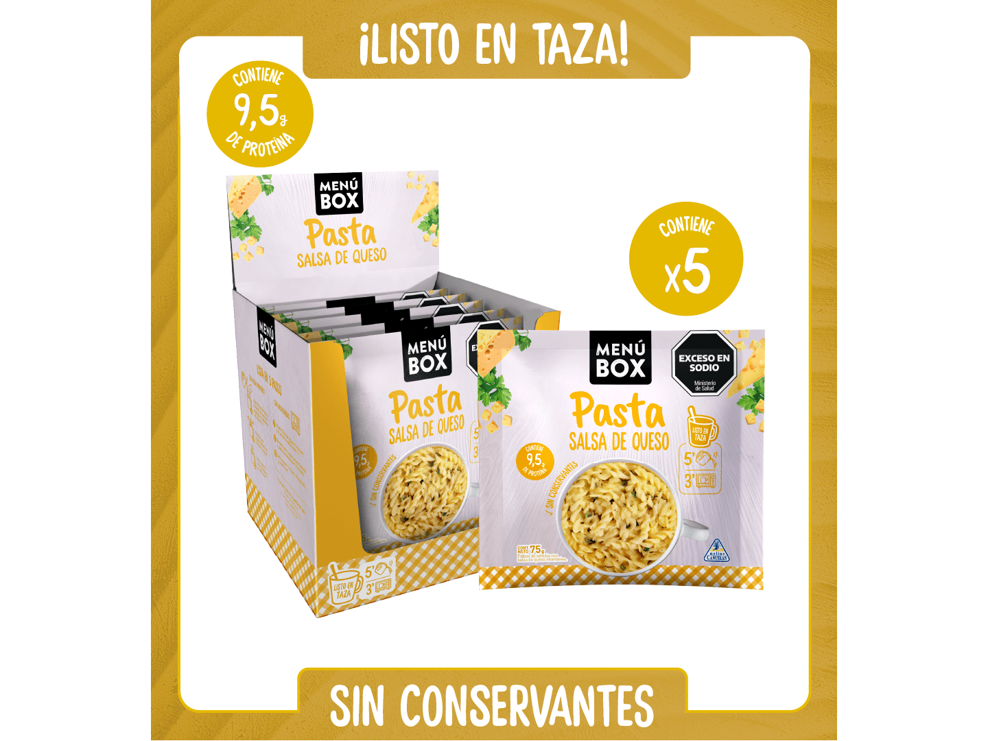 SOBRE DE PASTA CON SALSA DE QUESO