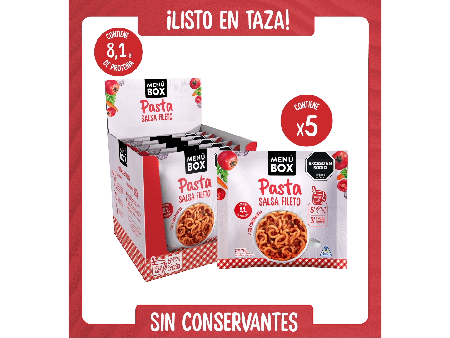SOBRE DE PASTA CON SALSA FILETO