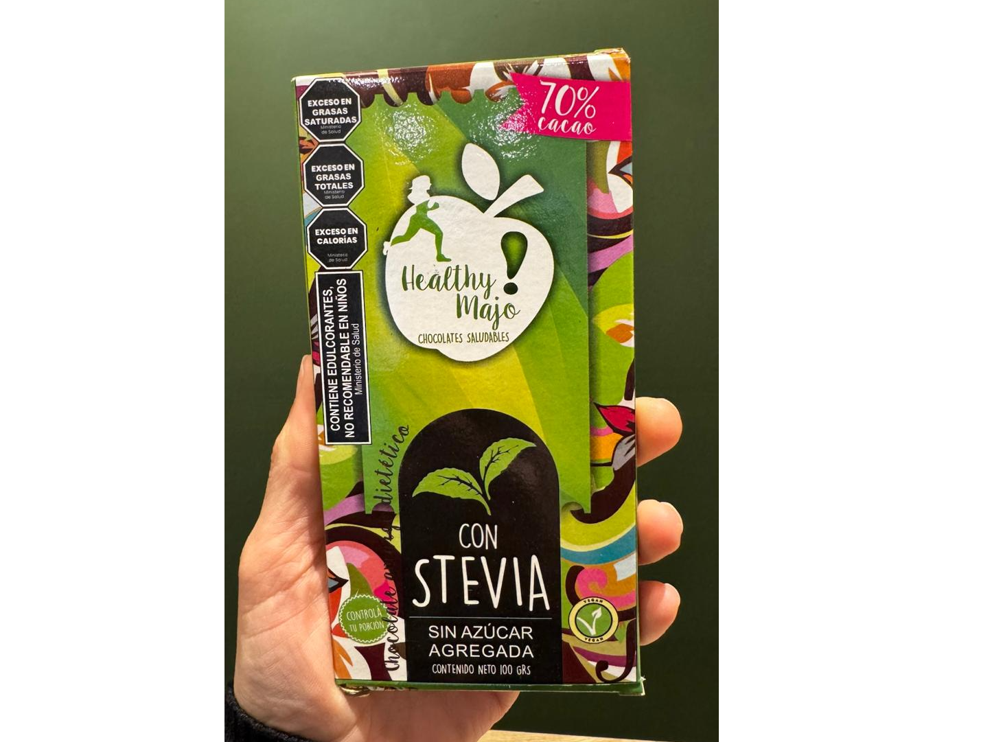 CHOCOLATE CON STEVIA 70% CACAO x 100g HEALTHY MAJO