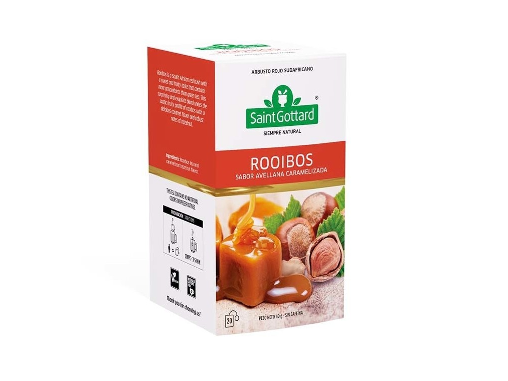 INFUSIONES ROOIBOS SIN TACC SAINT GOTTARD x 20 SAQ. AVELLANA CARAMELIZADA
