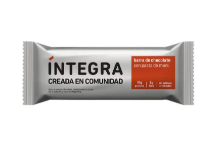 Barra de Chocolate y Pasta de Maní INTEGRA