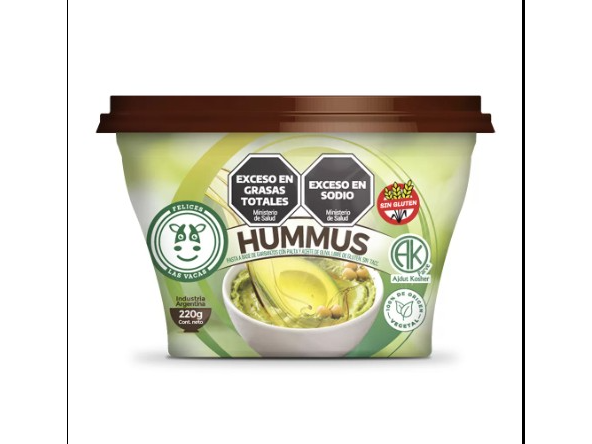 HUMMUS DE GARBANZO y PALTA x 220 gr FELICES LAS VACAS