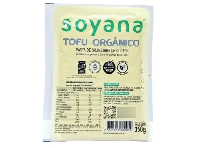 TOFU ORGANICO CRUDO x 350 gramos SOYANA