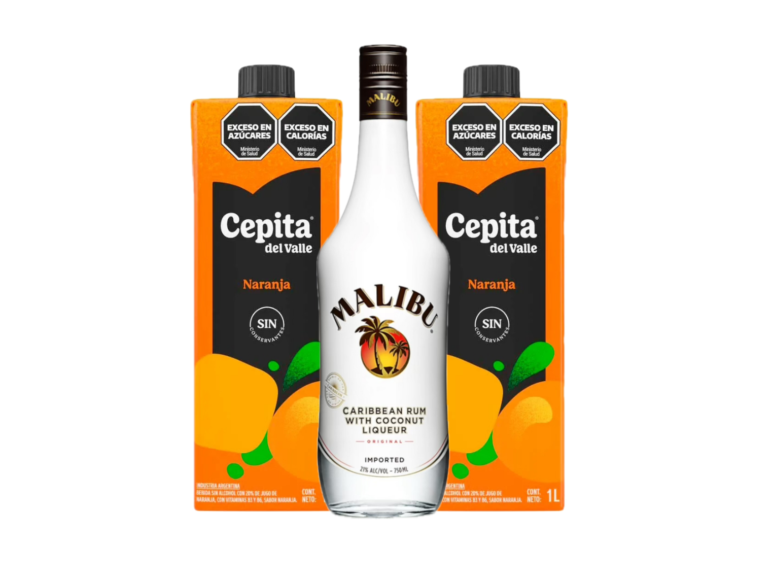 Malibu + 2 cepita tetra