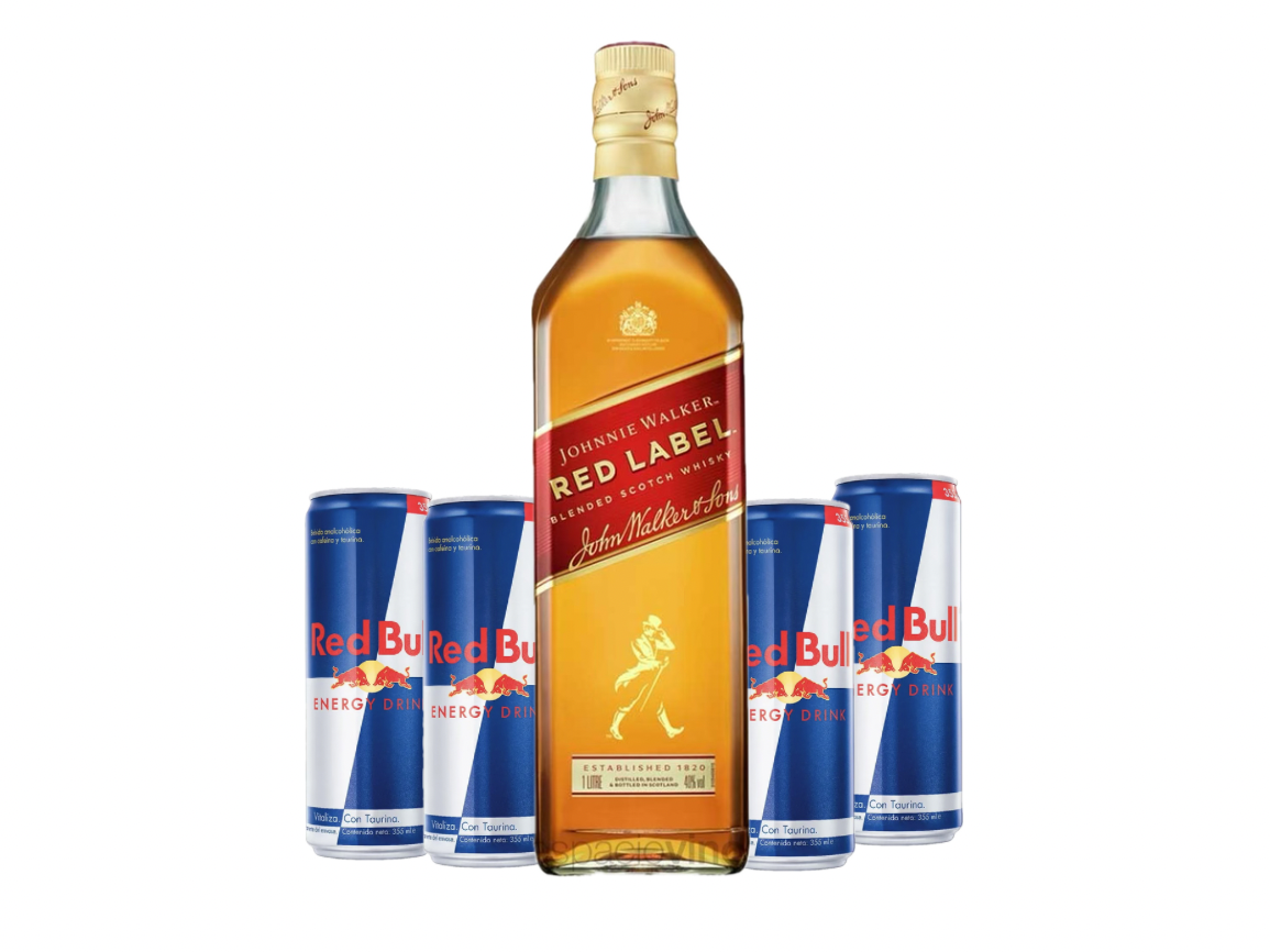 Red label 750ml + 4 Red Bull
