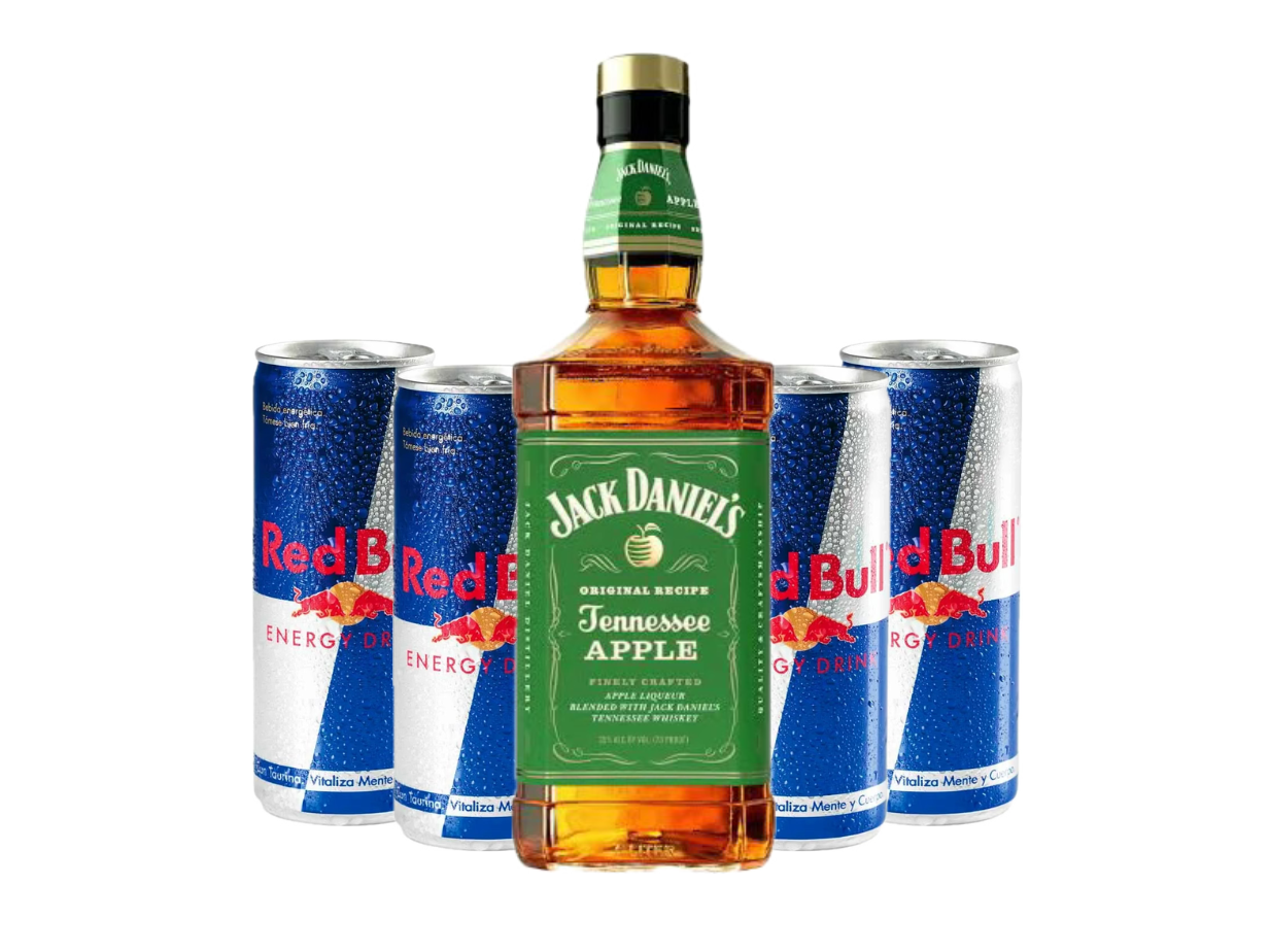 Jack Daniels Apple 1Lt + 4 Red Bull