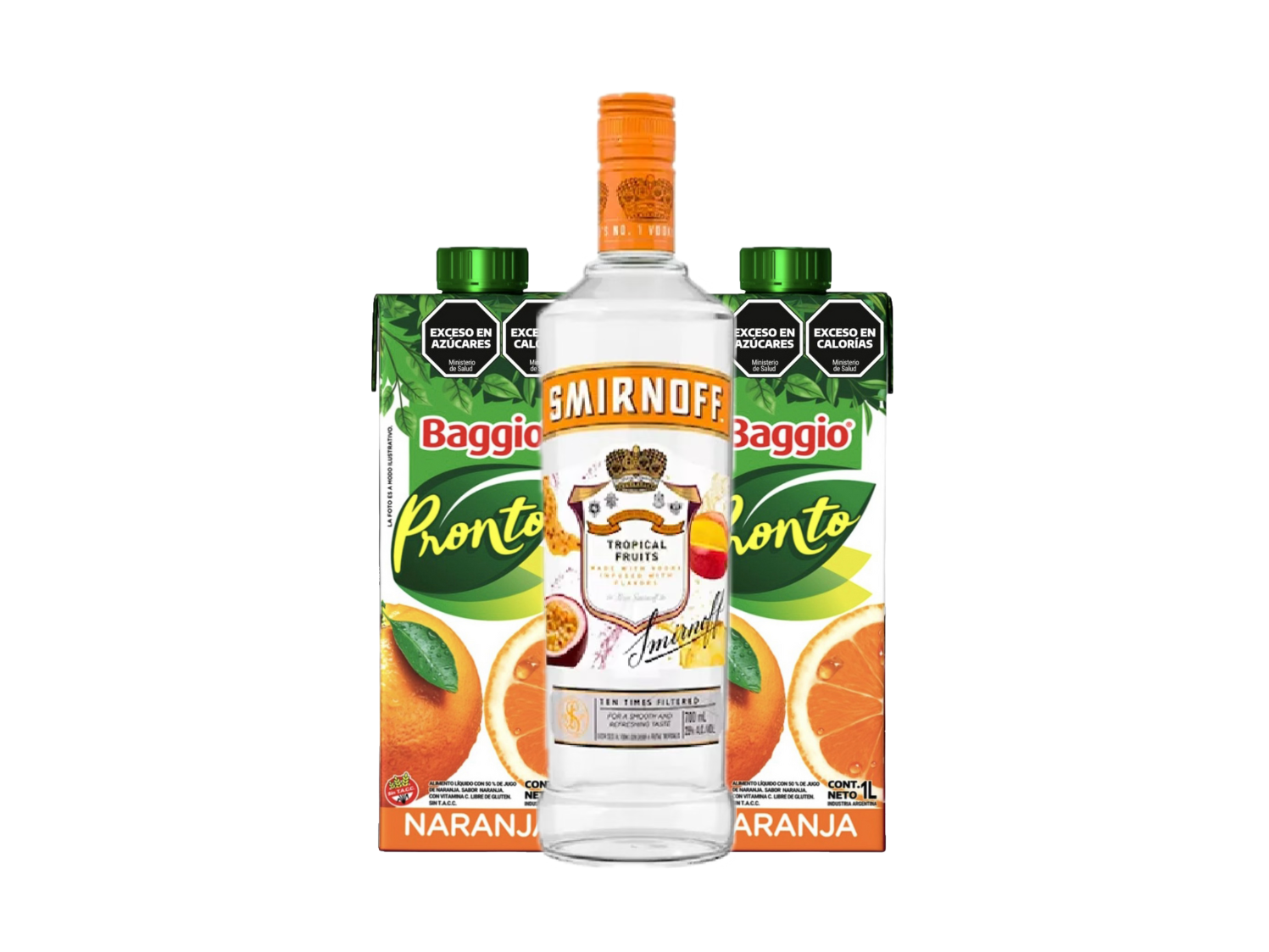 smirnoff saborizado + 2 baggio 1 L