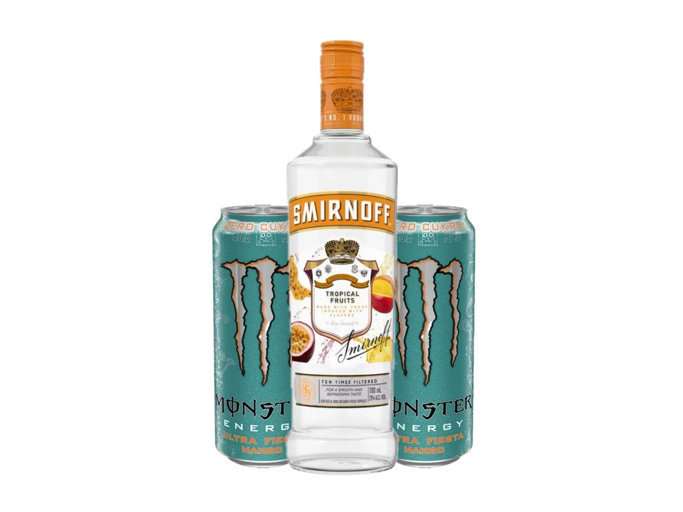 Smirnoff + 2 monster ultra fiesta mango (sin azúcar)