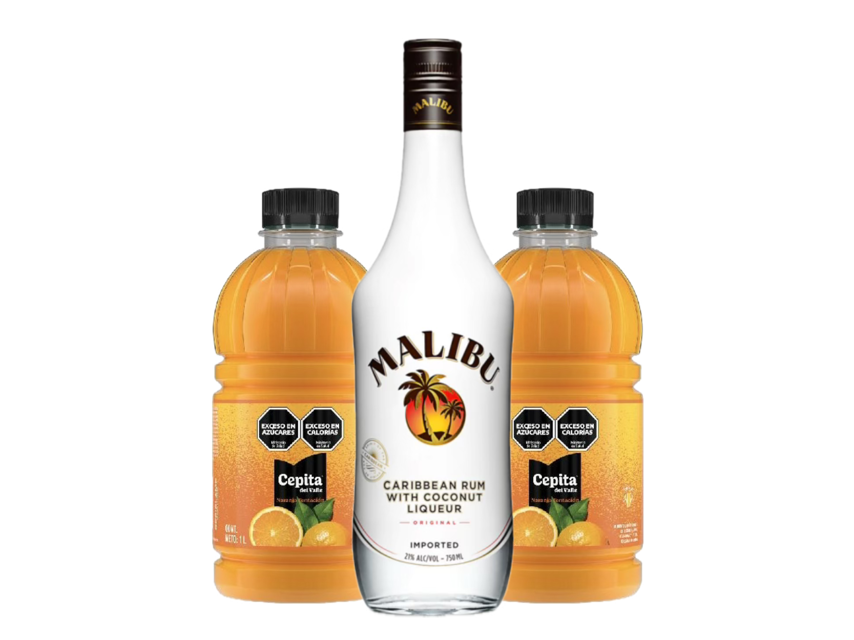 Malibu + 2 cepitas botella 1L