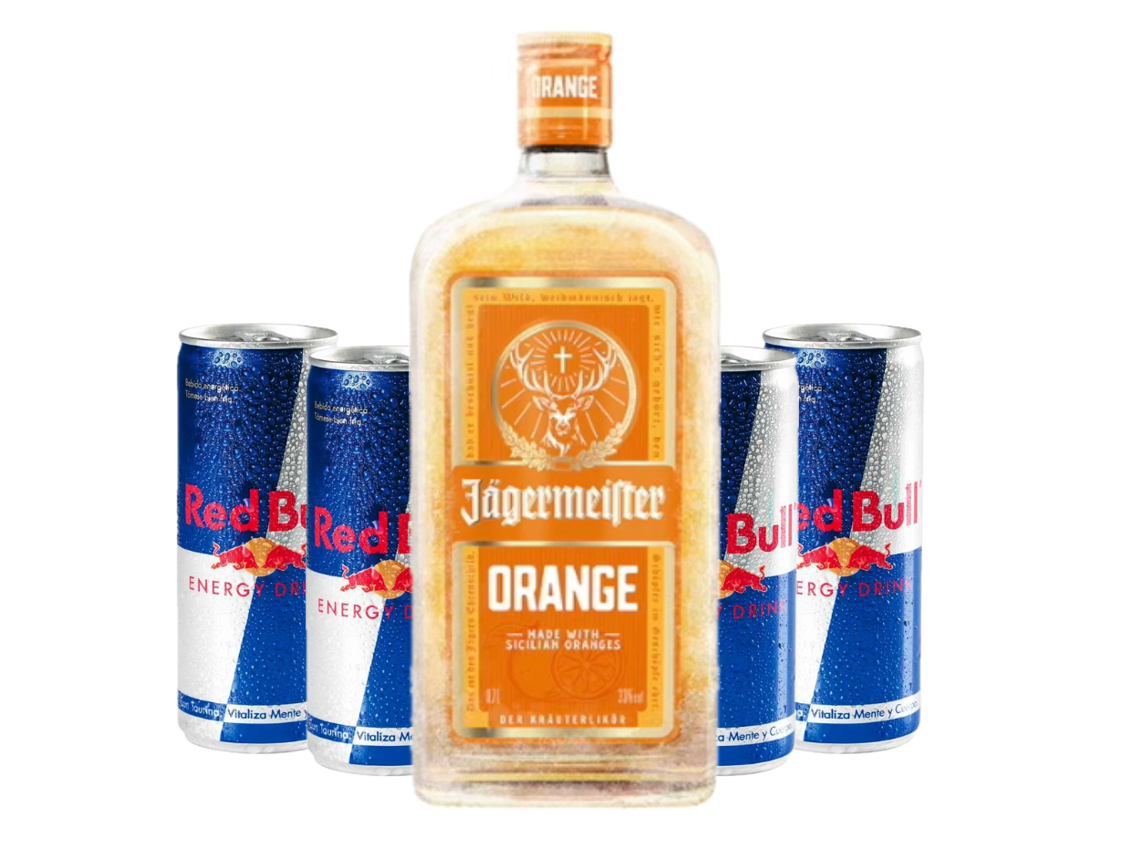 Jagger Orange 1Lt + 4 Red Bull