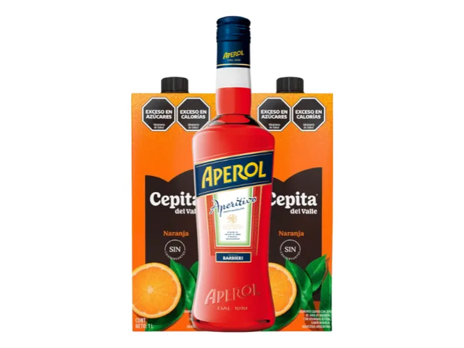 1 aperol + 2 jugos cepita tetra 1 l