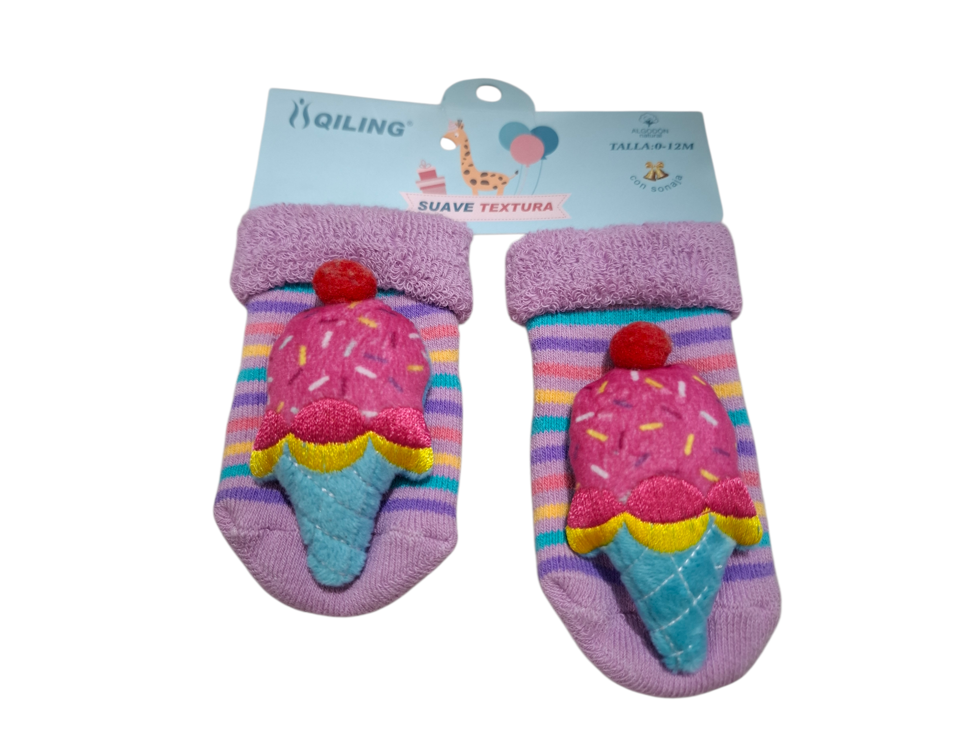 Medias con aplique  0 a 12 Meses