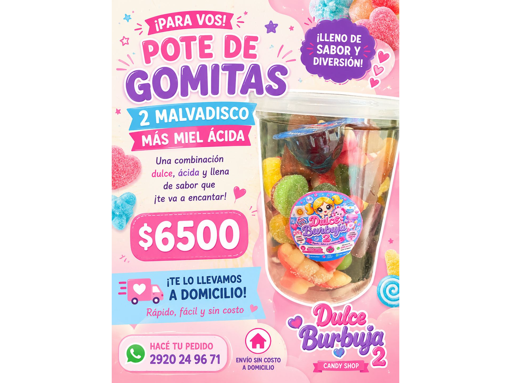 Pote de gomitas  más mielcita acida