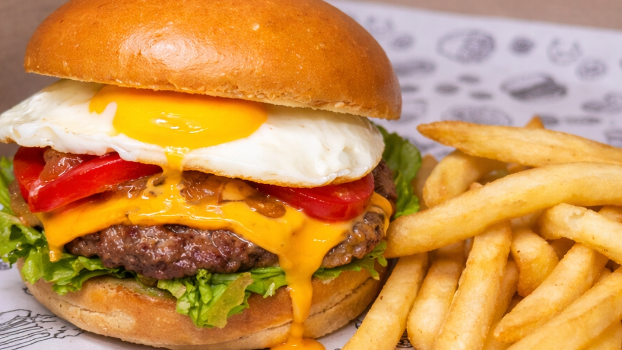 Burger con papas fritas