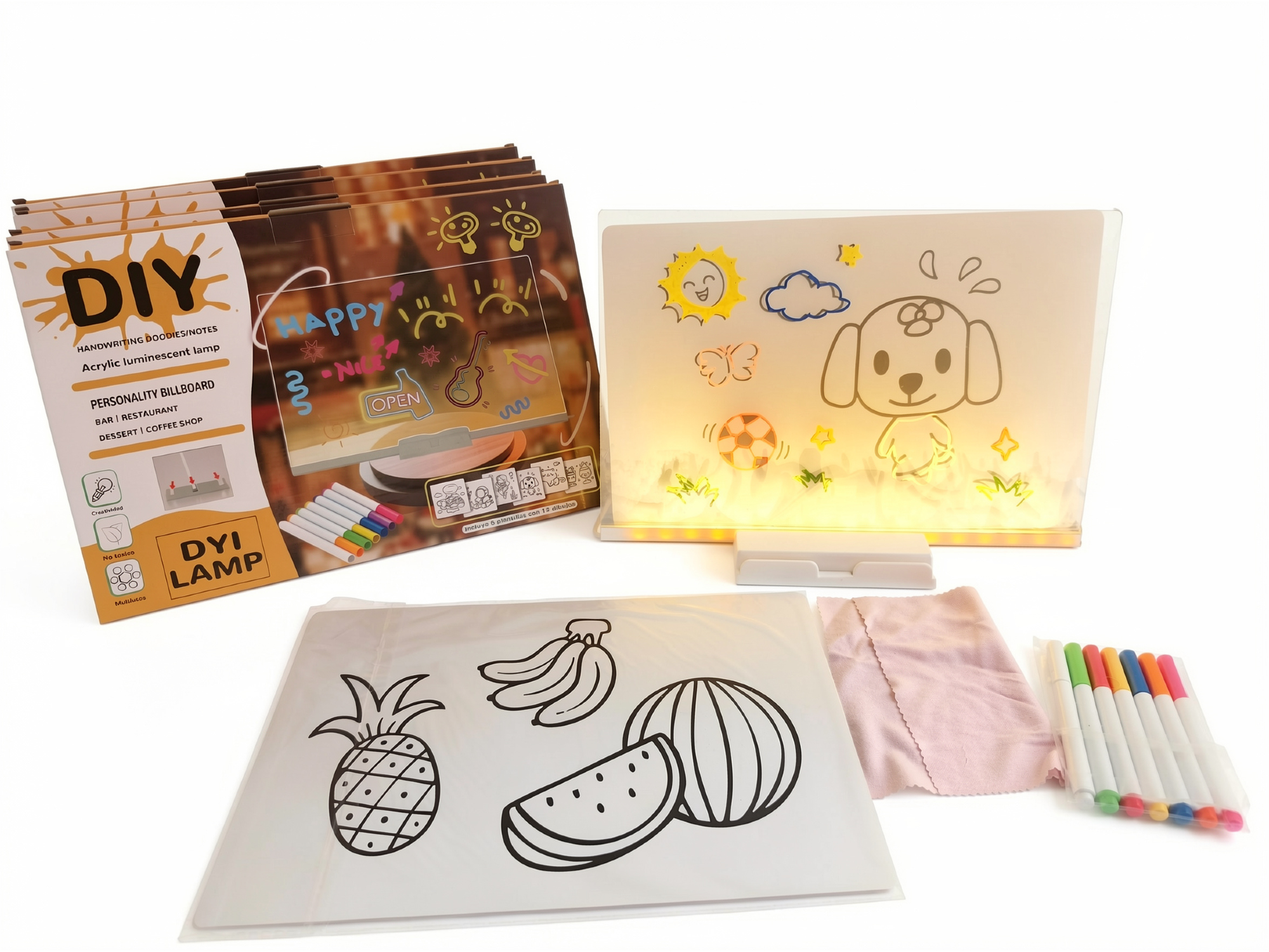 Pizarra Magica 20x30 incluye Fibras y 12 dibujos