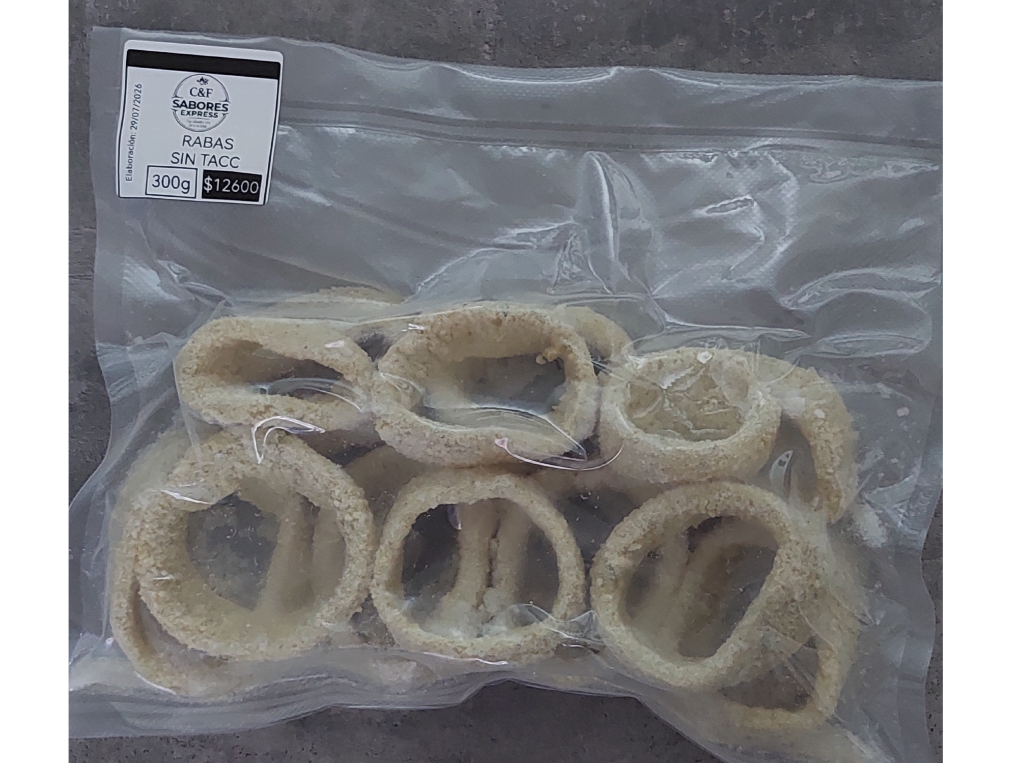 Rabas rebozadas x 300g sin TACC