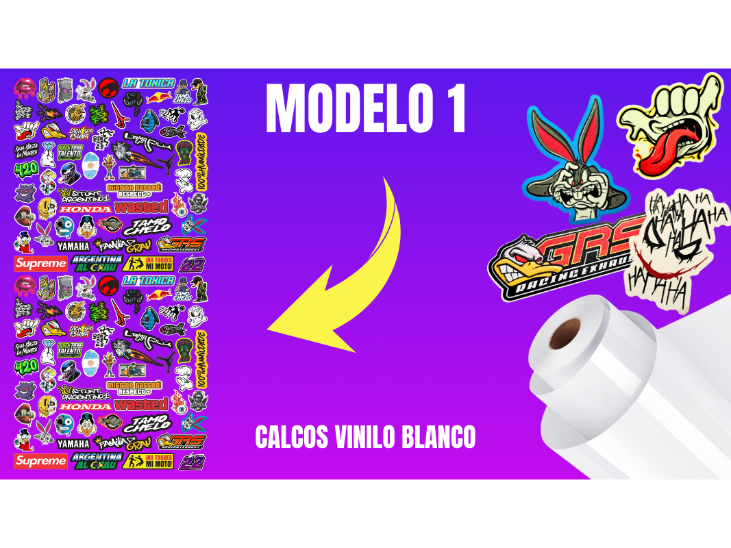 120 CALCOS  MOTO VINILO BLANCO PREMIUM