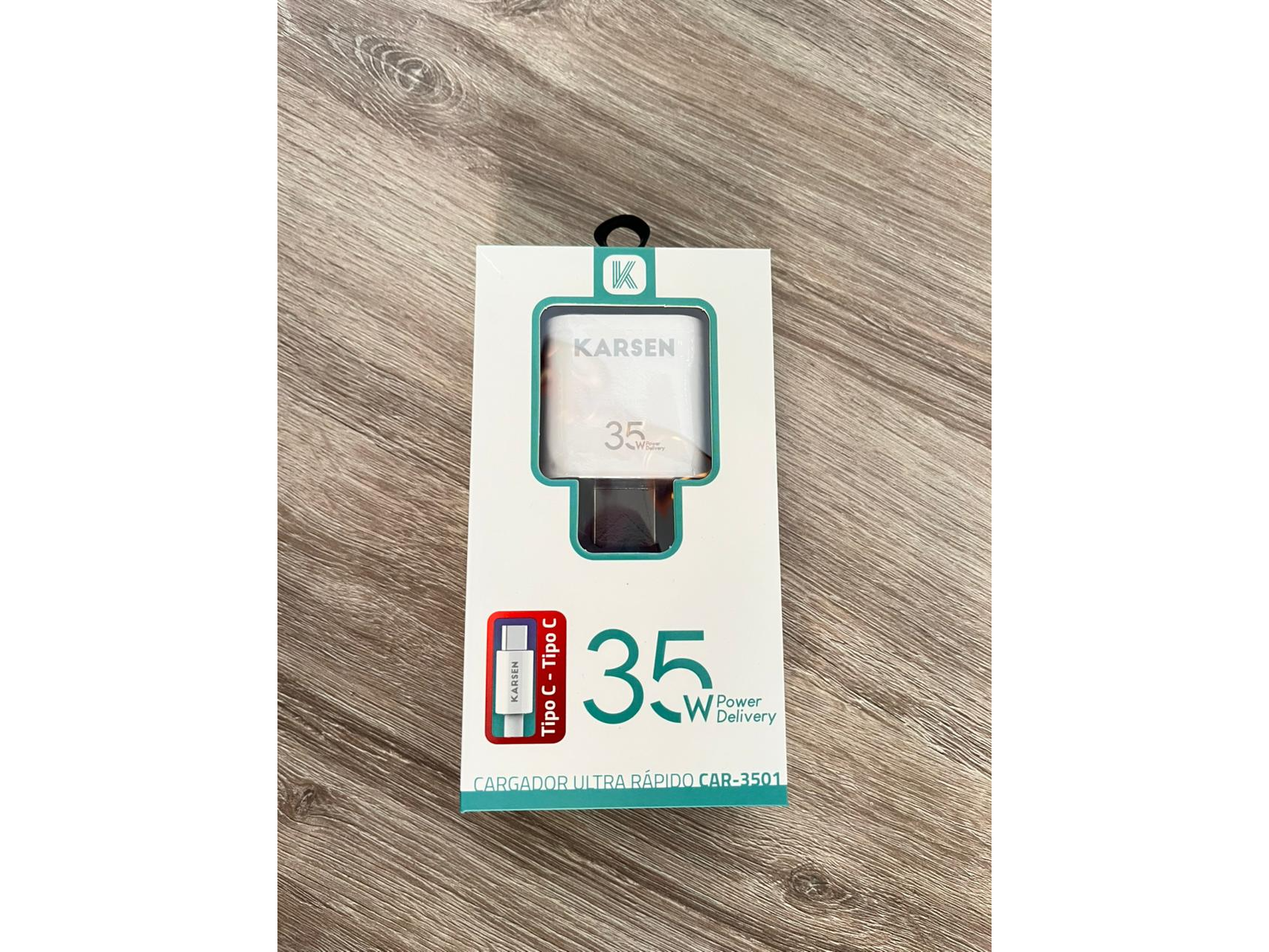 CARGADOR 220V 35W KARSEN (USB-C + CABLE C A C) (CAR-3501)