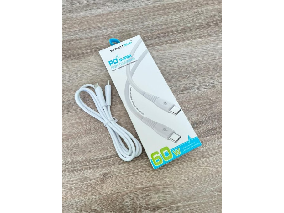 CABLE USB TIPO C A TIPO C 60W ENGOMADO SMARTILIKE 3,1A (MT-CB02)