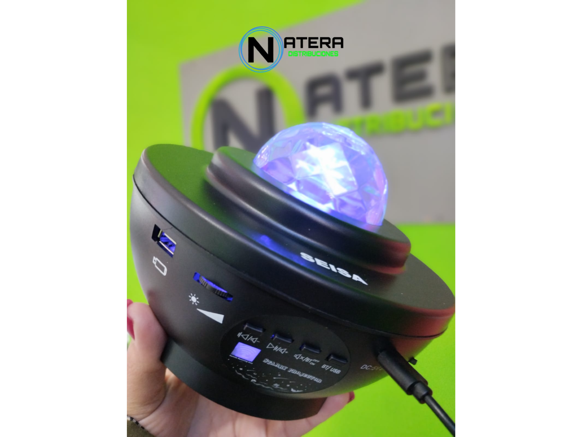 MEDIA ESFERA LED RGB Y PARLANTE SEISA (LED-B45G)