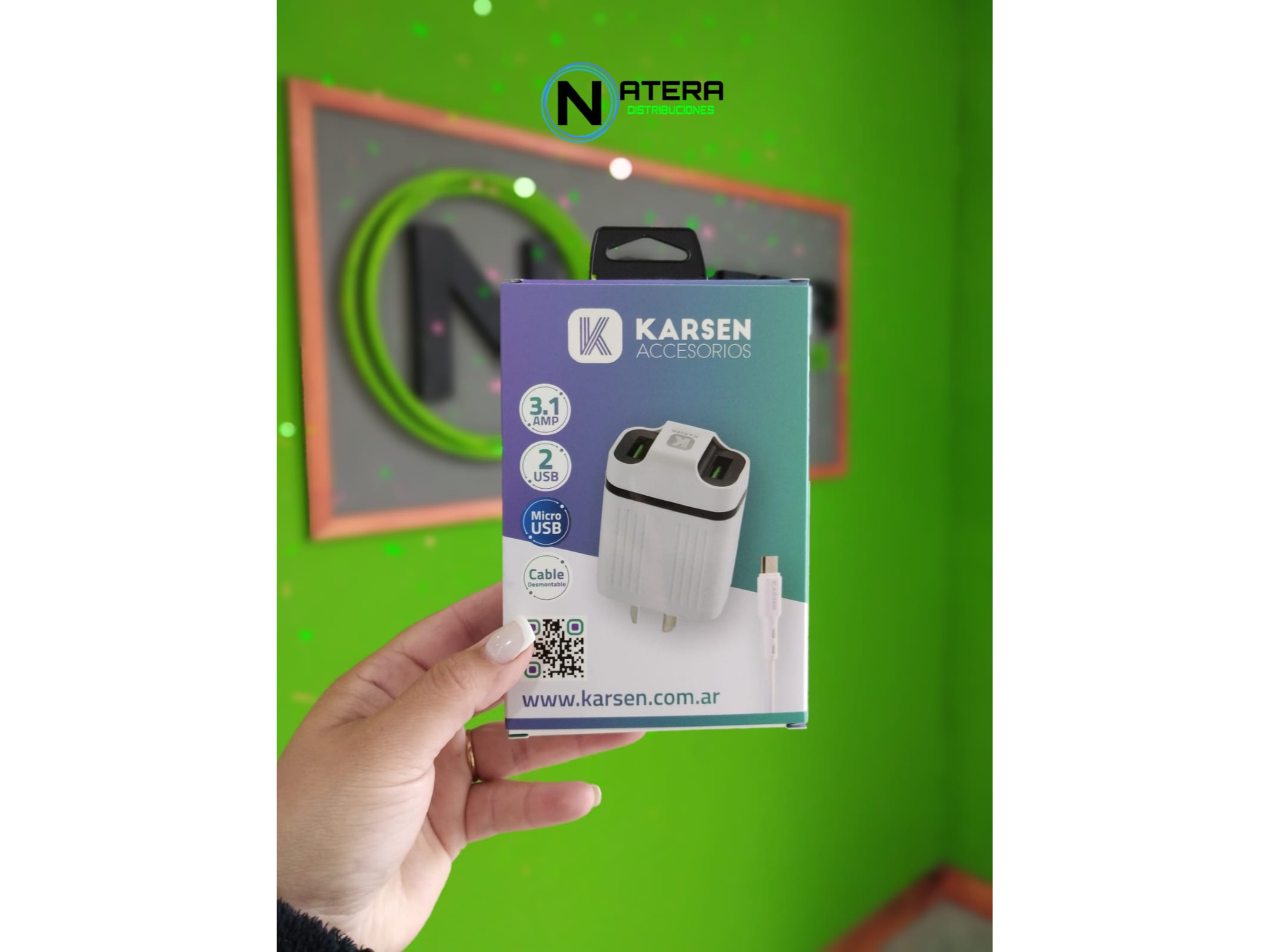 CARGADOR 220V MICRO 3.1A KARSEN (2 USB + CABLE) (CAR-3150)