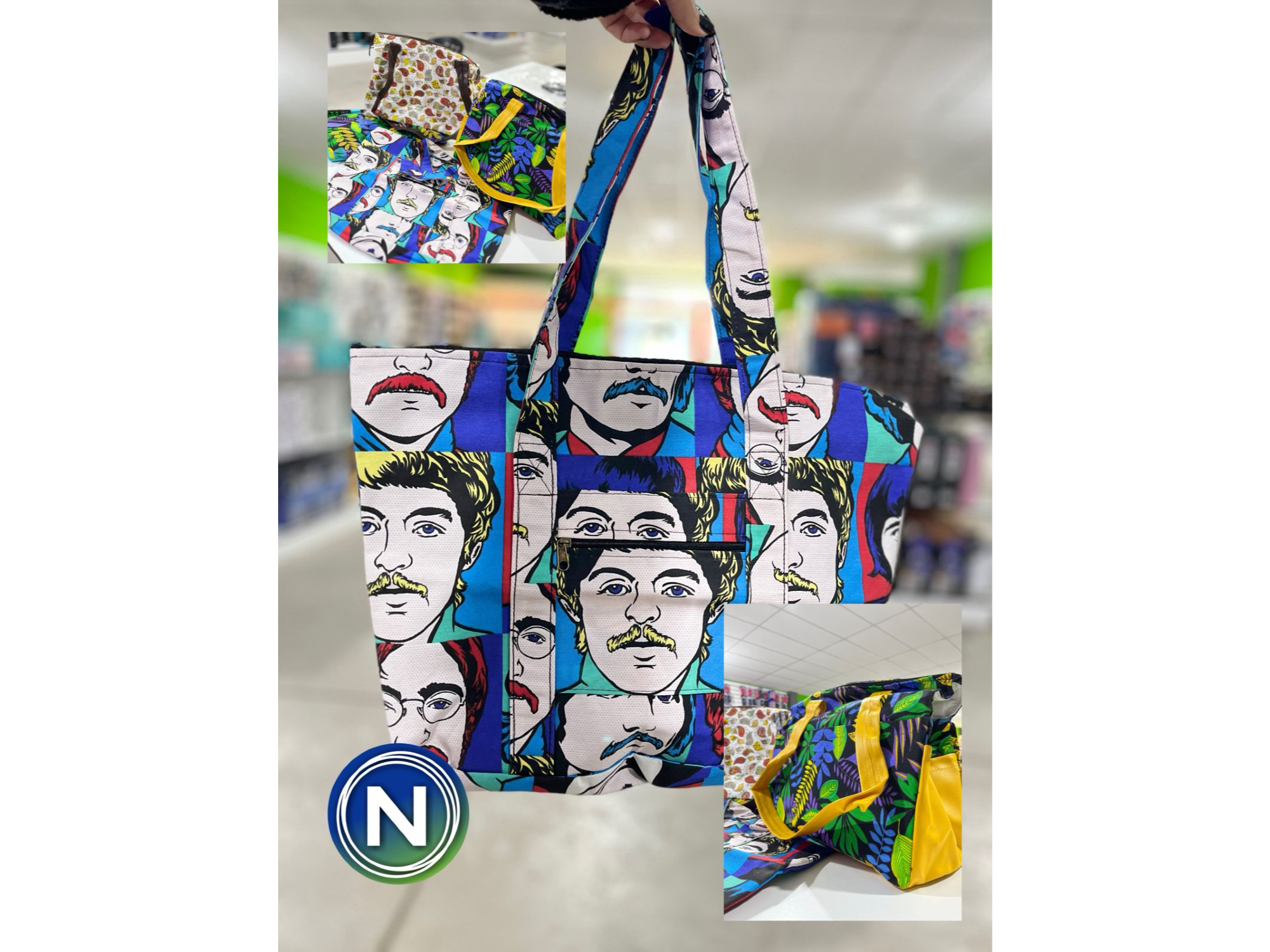 BOLSO MERCEDES MEDIANO LONA Y ECOCUERO FORRADO INTERIOR