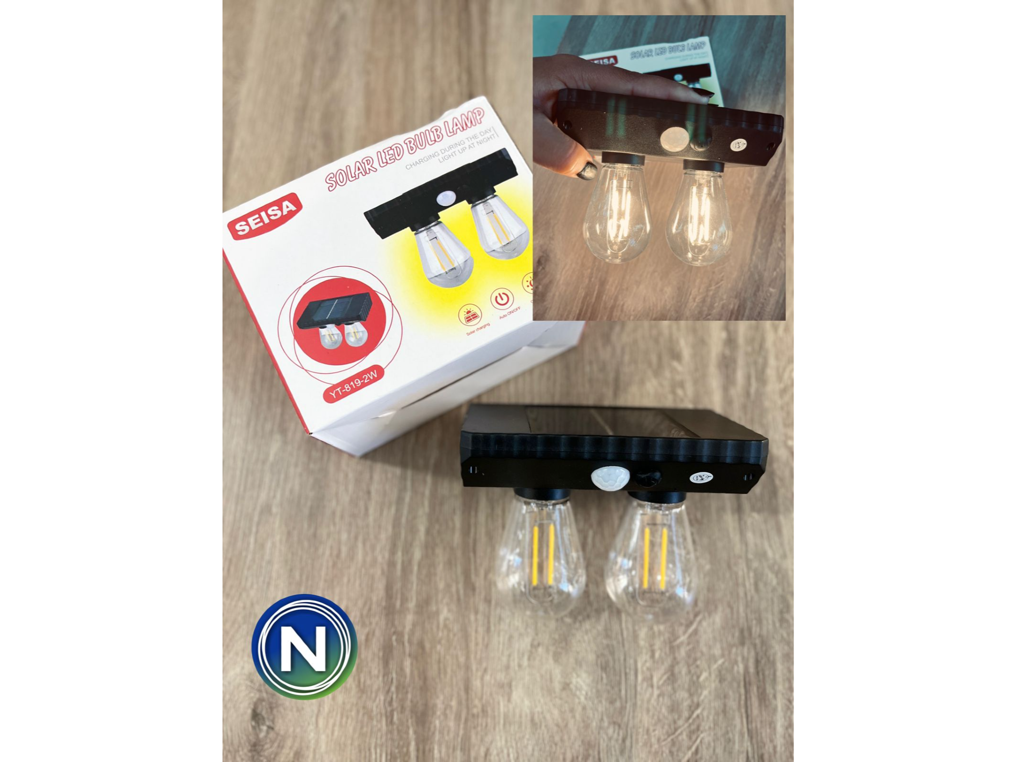 LUZ SOLAR DE JARDIN DOBLE FOCO C/SENSOR SEISA
