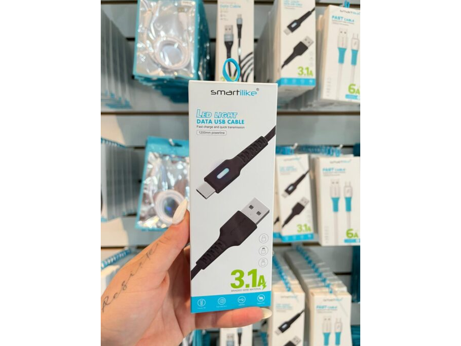 CABLE USB TIPO C 3,1A MALLADO LED SMARTILIKE (MT-XW04)